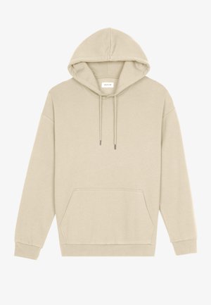 Khaki Kapuzenpullover mit einer Kängurutasche, Kordelzugkapuze und gerippten Bündchen. Aus weichem Baumwollmischgewebe gefertigt, das Komfort und Wärme garantiert.