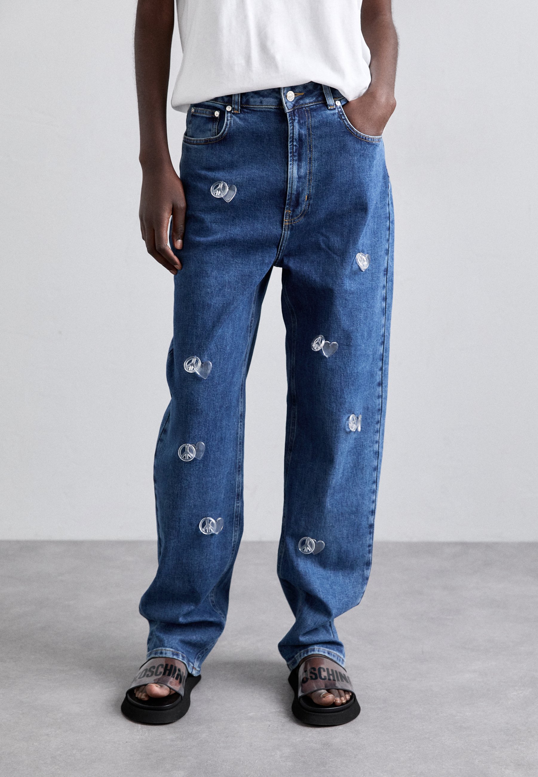 【関税&送料込】Moschino Jeans Jeans Wide Leg Blue Wide leg jeans Moschino - Bodyfit Pro Bib Shorts