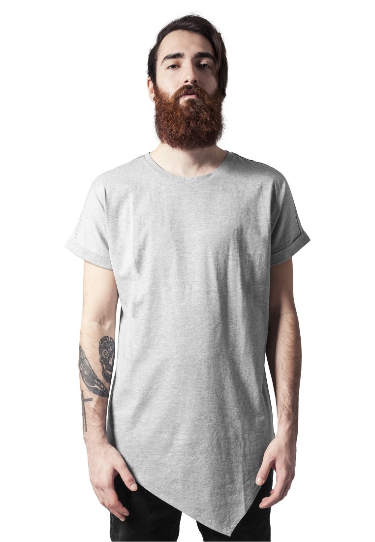 Urban Classics ASYMETRIC LONG TEE - Majica kratkih rukava s printom - grey