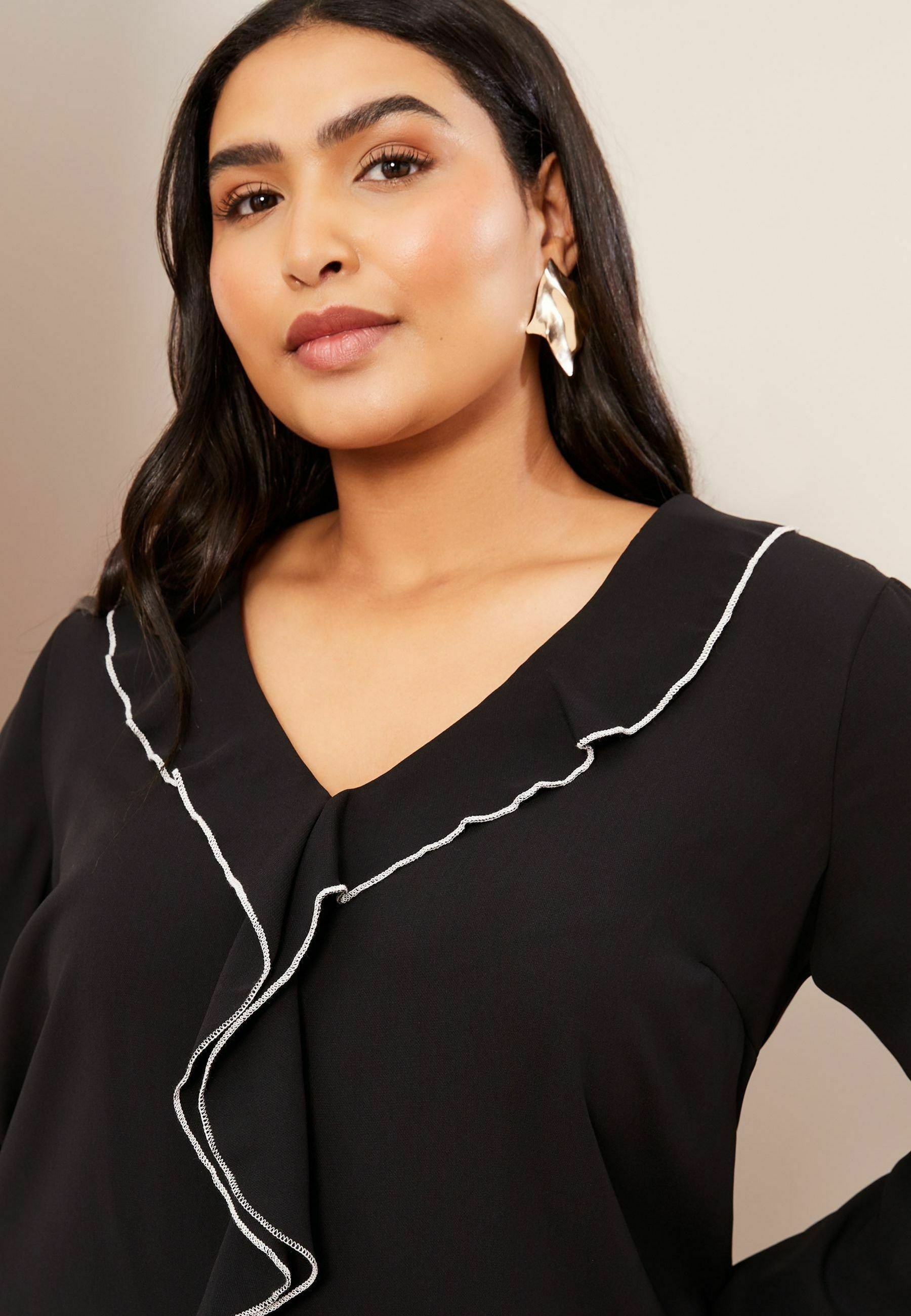 plus size black ruffle top