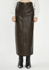 Glamorous Bleistiftrock - olive brown distressed pu