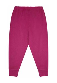 Pantaloni della tuta fucsia con vita elasticizzata, polsini affusolati e una texture di tessuto morbida. Design semplice e solido senza motivi.