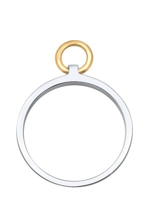 Hopeaketju hopeanvärinen, jossa on sileä pinta ja kultainen pyöreä lenkki. Tyylikäs muotoilu, minimalistinen ja kontrastivärinen.