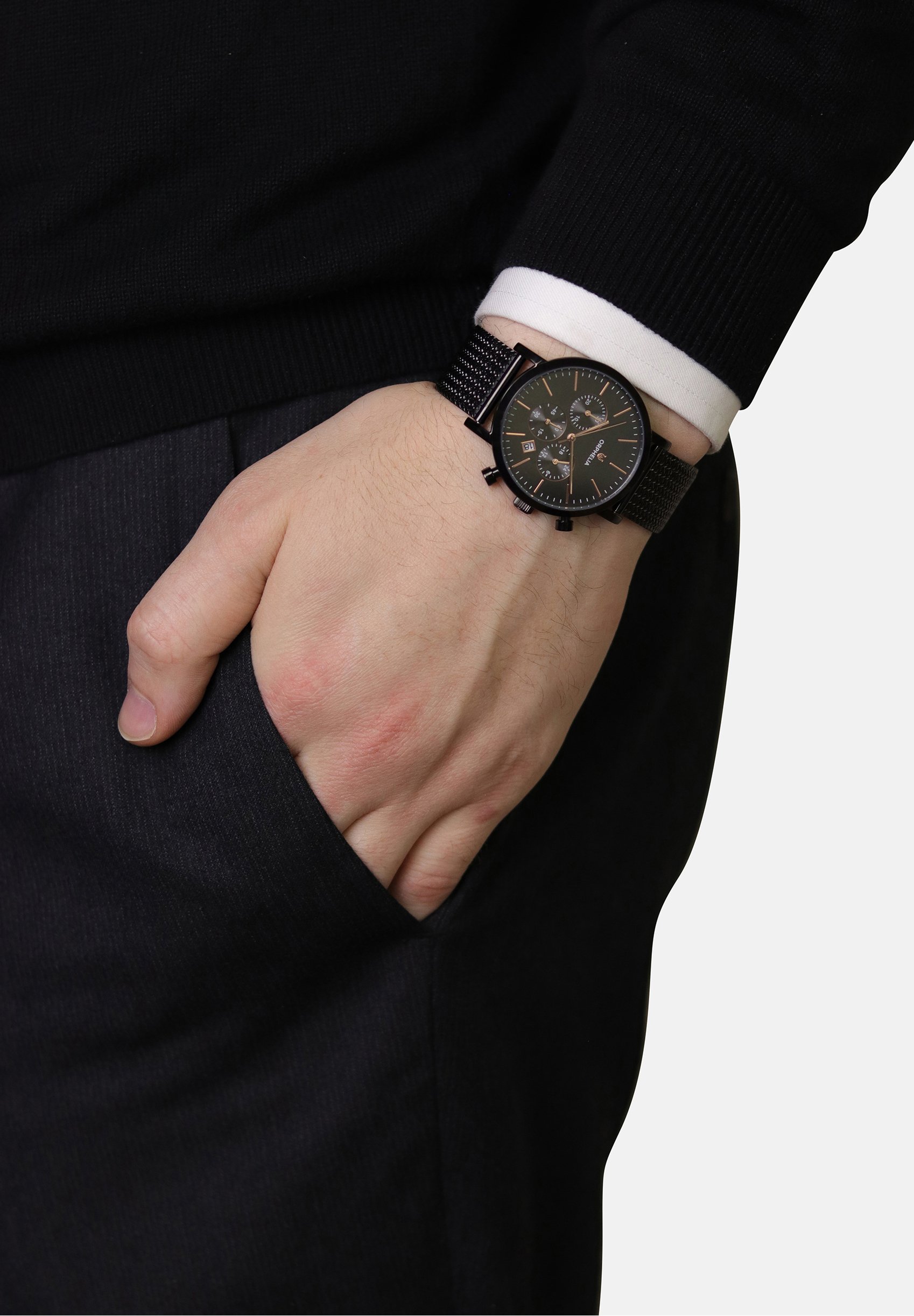 Orphelia Orologio Uomo Cronografo Retro Nero - Acciaio, Quarzo, 40mm