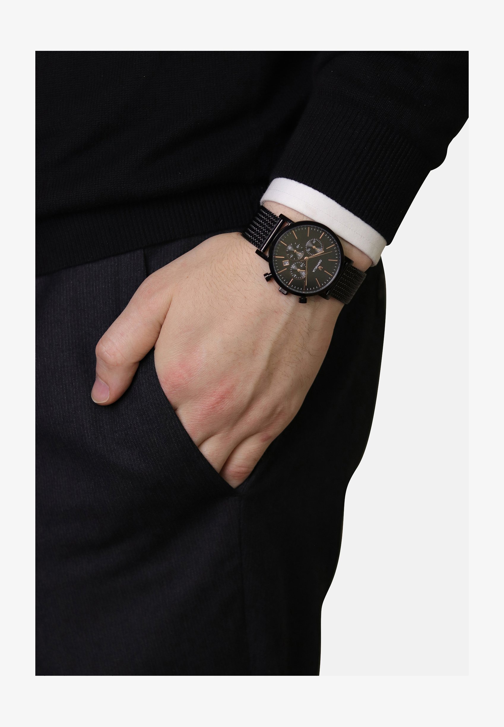 Orphelia Orologio Uomo Cronografo Retro Nero - Acciaio, Quarzo, 40mm