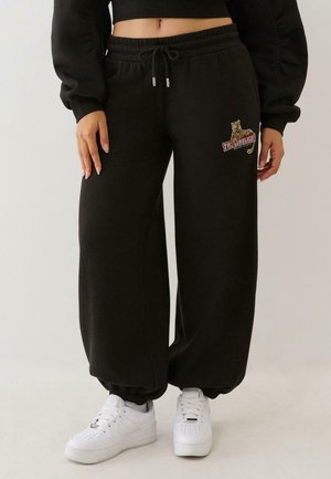 CRYSTALS LEOPARD BAGGIE JOGGER - Tracksuit bottoms - black