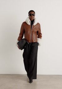 Marc Cain Lederjacke - dark chestnut brown