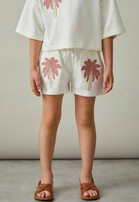 Reiss REISS PALMER COTTON PALM TREE DRAWSTRING SHORTS - Šortky - ivory