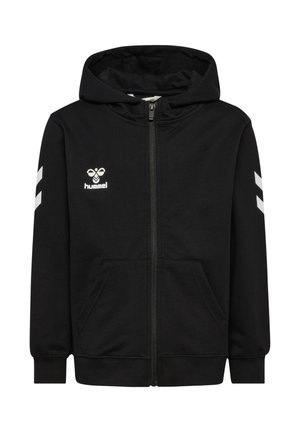 CHEVRON HOODIE - Sweater met rits - black