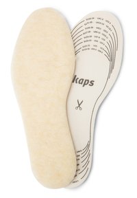 Wool insoles with a soft texture, beige color, and printed size markings on a white background. Cut lines for size adjustment are visible.