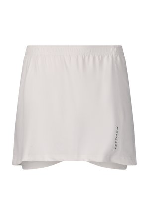Vit sportkjol med en lätt och slät textur; har en elastisk midja och dolda shorts under för ökad komfort.
