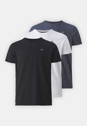 Hollister Co. ICON CREW T-SHIRT 3-PACK - Paprasti marškinėliai - BLACK/WHITE/NAVY