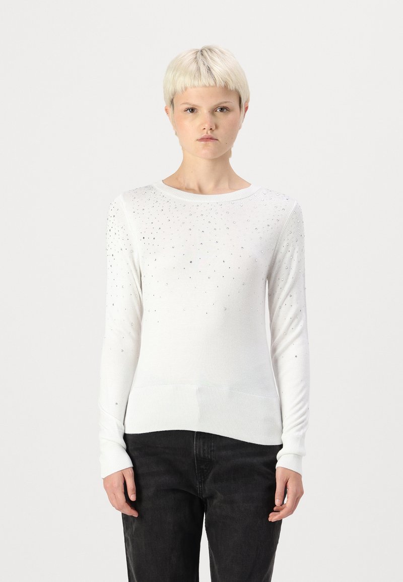 ONLY ONLSOLITA STONE DETAIL O NECK - Džemperis - cloud dancer