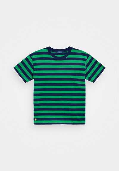 Polo Ralph Lauren STRIPED COTTON JERSEY CREWNECK TEE - Camiseta estampada - scarab green/refined navy