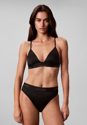 Calvin Klein Swimwear, METALLIC SHINE TRIANGLE BIKINI TOP - Горнище на бански - black