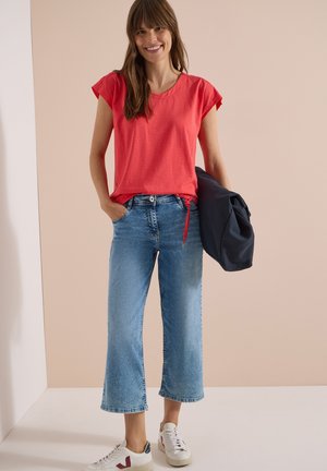 Cecil, DROP-SHOULDER SHIRT WITH CUT-OUT-DETAIL - Camiseta estampada - coral
