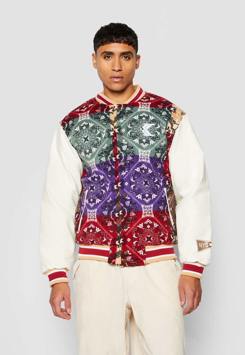 Karl Kani - BLOCK PAISLEY COLLEGE - Giubbotto Bomber - dark red multicolor, Ingrandire