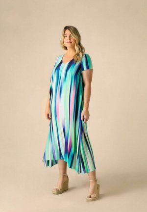 Live Unlimited London ABSTRACT PRINT HANKY MIDI - Jurk - blue
