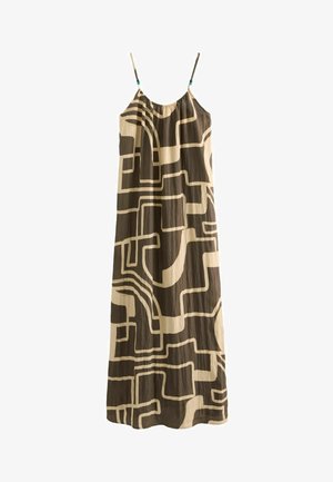 Next REGULAR FIT TEXTURED BEADED - Vestito lungo - brown cream print