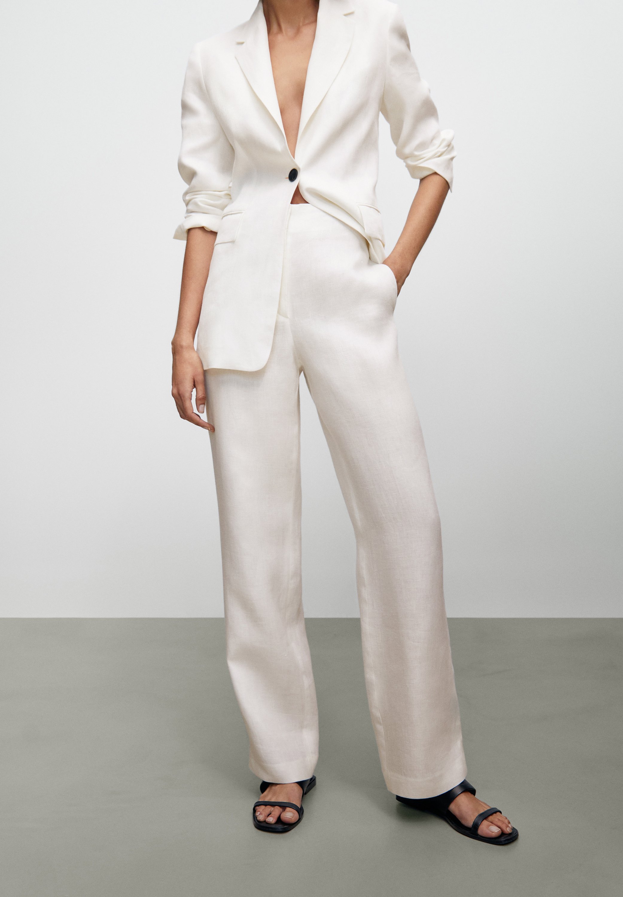 Massimo Dutti STRAIGHT FIT - Pantaloni - white/bianco - Zalando.it