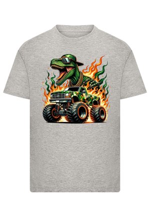 DINOSAURIER MONSTERTRUCK FEUER - T-Shirt print - heather grey