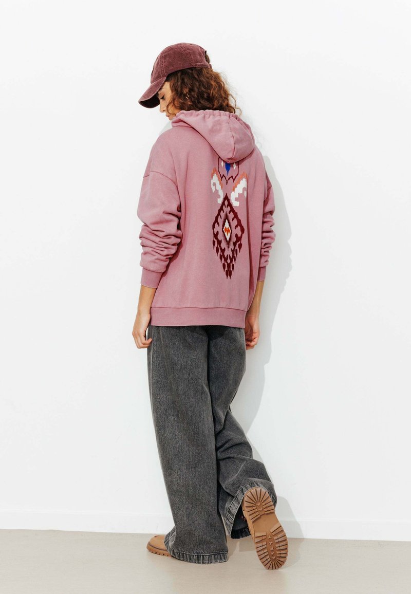 Promod BRODÉ À CAPUCHE - Sweat zippé - rose