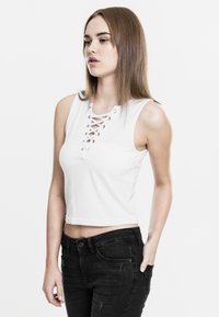 Urban Classics LADIES LACE UP CROPPED TOP - Top - white