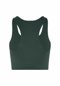 Tumši zaļa sporta krūštura ar racerback dizainu bez šuvēm un "GIRLFRIEND" logo izvietotu pie augšējās muguras centrā.