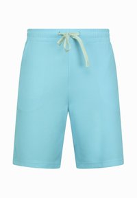 Heldere blauwe shorts van textiel, met een elastische tailleband en een bijpassend koord, alsook zijzakken.