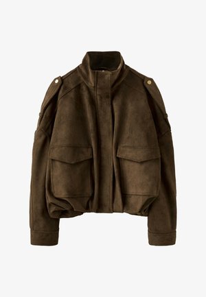 Stradivarius, Veste en similicuir - dark brown