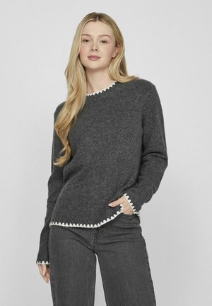 VILA Pulover - dark grey melange