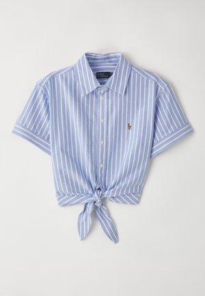 Polo Ralph Lauren COTTON OXFORD TIE FRONT CROPPED SHIRT - Skjortebluse - harbor island blue/white