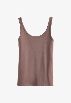 Bruine tanktop van zachte stof, met een ronde halslijn en dunne schouderbanden, met een onversierde uitstraling.