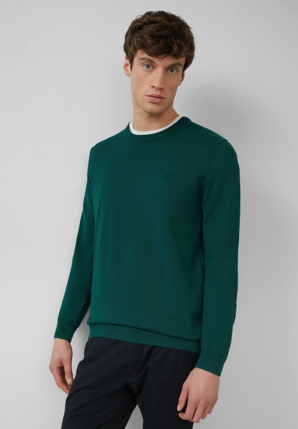 MIT LOGO-STICKEREI - Strickpullover - olivgrün