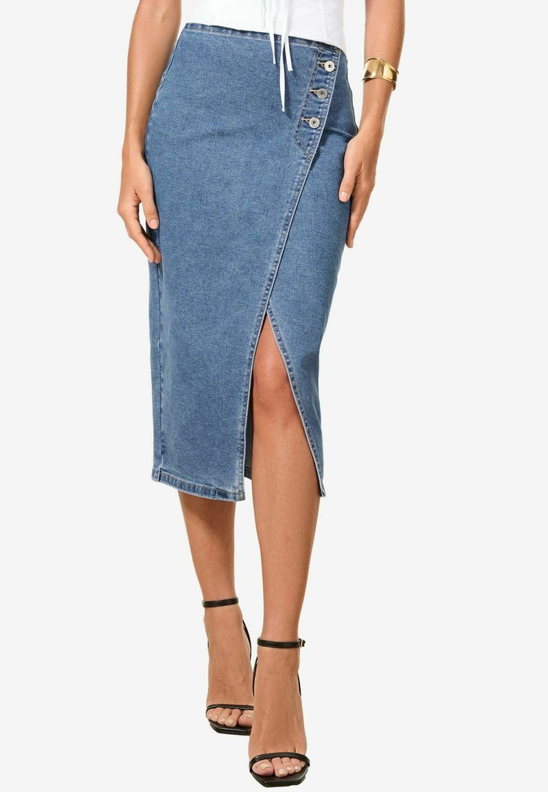 Lipsy - Wrap skirt - mid wash blue, Enlarge