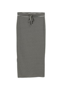 Gonna a matita a righe bianche e nere con vita con coulisse. Il materiale è morbido e dalla superficie liscia. Design elegante e forma aderente.