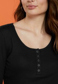 Next RIBBED HENLEY LONG SLEEVE TOP - Langarmshirt - black