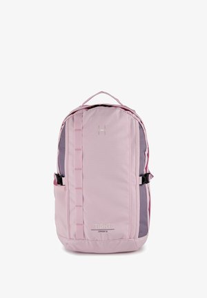 Zaino compatto rosa e viola con cinghia verticale anteriore, tasca laterale, maniglia superiore e marchio "TIGHT Junior 15".