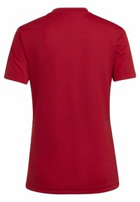 Rotes Kurzarm-Polohemd aus glattem, strukturiertem Stoff. Verfügt über einen klassischen Kragen und gesäumte Ärmel, ohne sichtbare Logos oder Designs.
