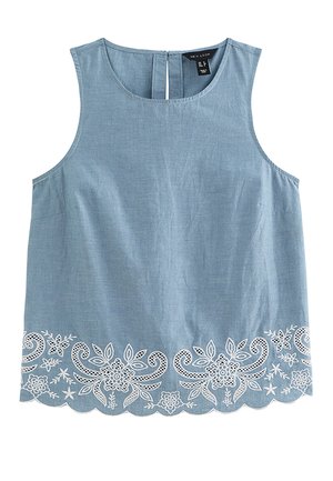 New Look, SOFT TOUCH EMBROIDERED HEM SLEEVELESS TOP - Blusa - blue