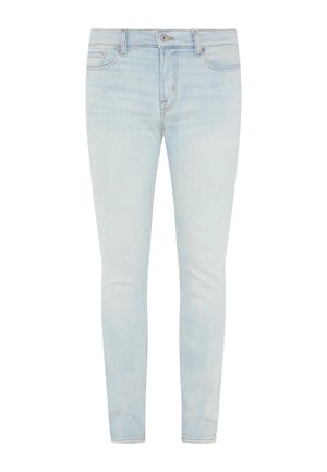 Lyseblå skinny jeans lavet af denim. Har et standard fem-lomme design med knap og lynlås lukning samt diskrete falmede detaljer.