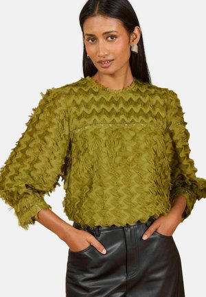 Love & Roses, FRINGING CREW NECK BLOUSE - Bluse - lime green