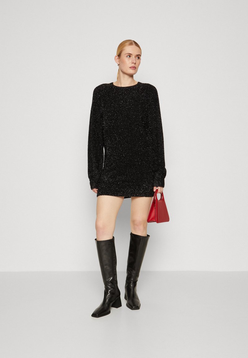 slim fit dress slacks Tease Factor Black Sequin Sleeve Knitted Jumper Dress main image 1