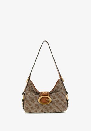 Guess, CAMDEN MINI SHOULDER BAG - Borsa a mano - latte logo cognac