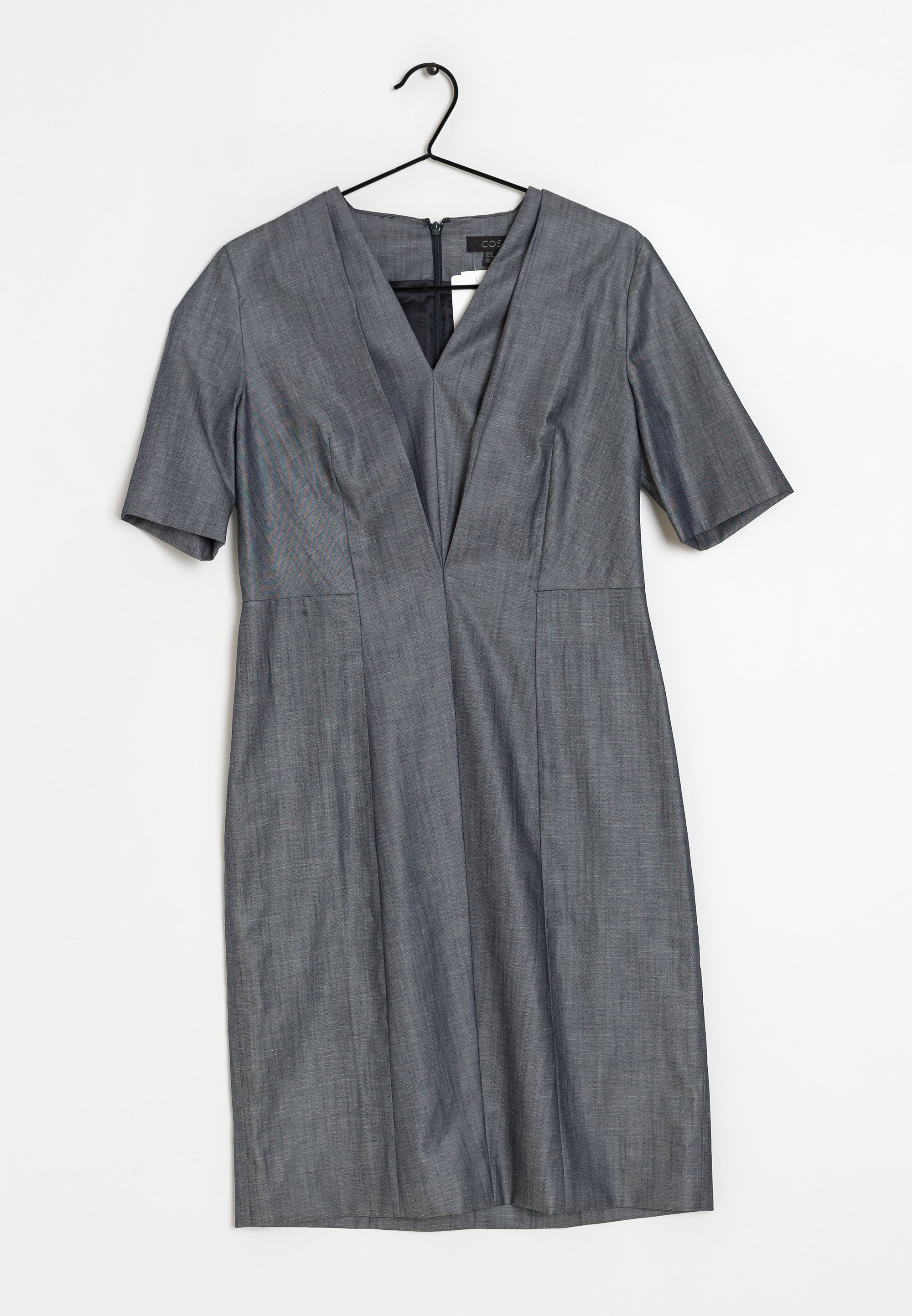 cos grey dress COS Women's Textured-Leather Shift Dress in Gray | Lamb Leather