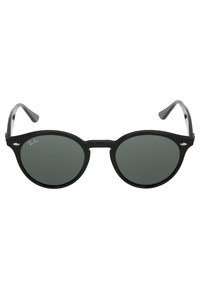 Ochelari de soare rotunzi cu rame din plastic negre și lentile gri. Dispune de brațe subțiri negre și un branding subtil pe lentila din stânga.