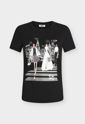 DKNY, ICONS CONVERSATIONAL TEE - T-shirts print - black