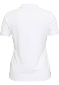 Witte poloshirt met korte mouwen, een klassieke kraag en een gestructureerde stof. De achterkant is effen met minimale zichtbare stiksel details.