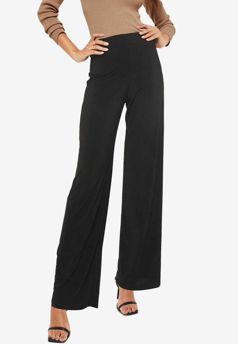Lipsy HIGH WAIST WIDE LEG  - Tygbyxor - black twill
