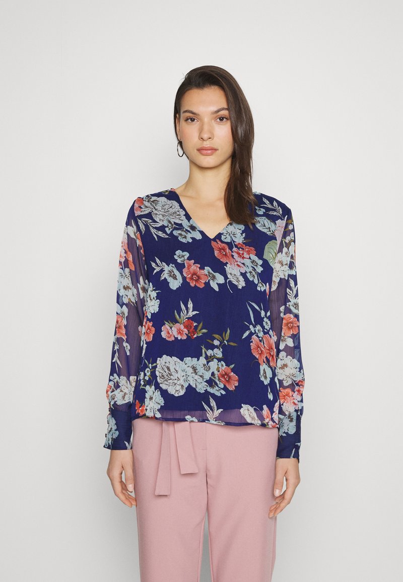 ONLY Tall ONLSAGA V NECK Camicetta sky captain/dahlia flower/blu